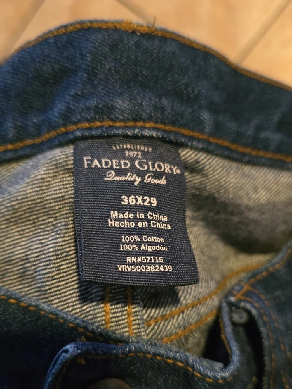 Faded Glory Men's Dark Blue Relaxed Fit Jeans 36 X 29